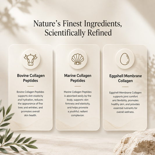 BioGlass collagen ingredients featuring bovine marine and eggshell membrane collagen peptides