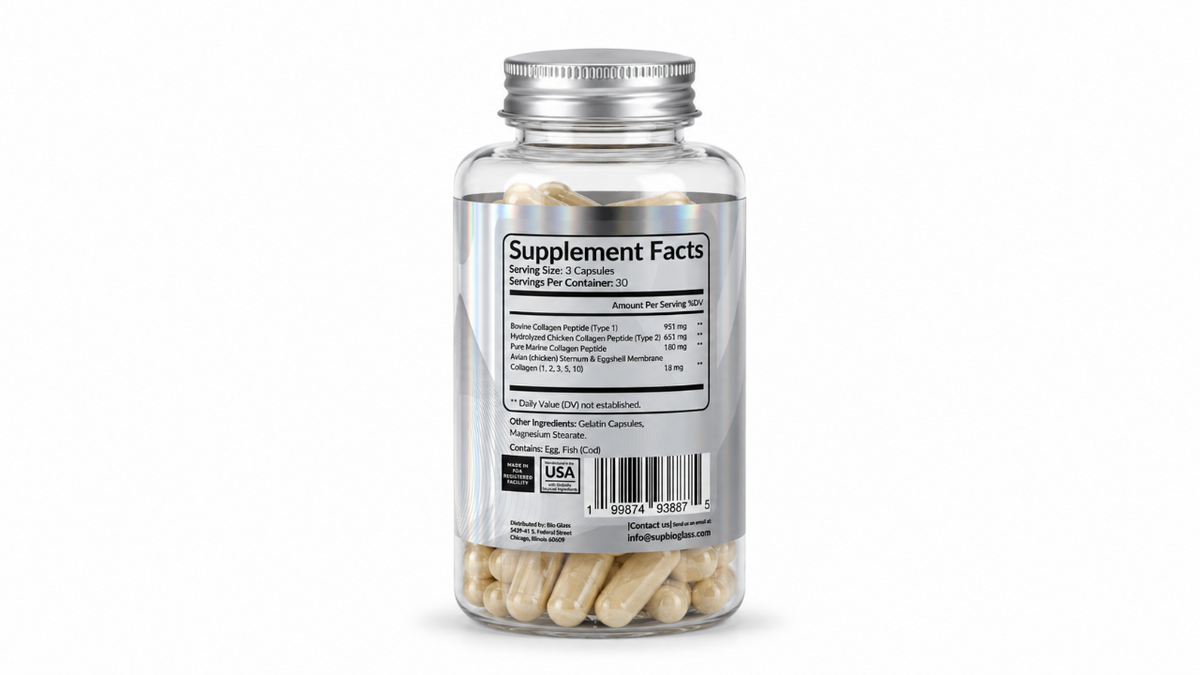 BioGlass supplement facts panel